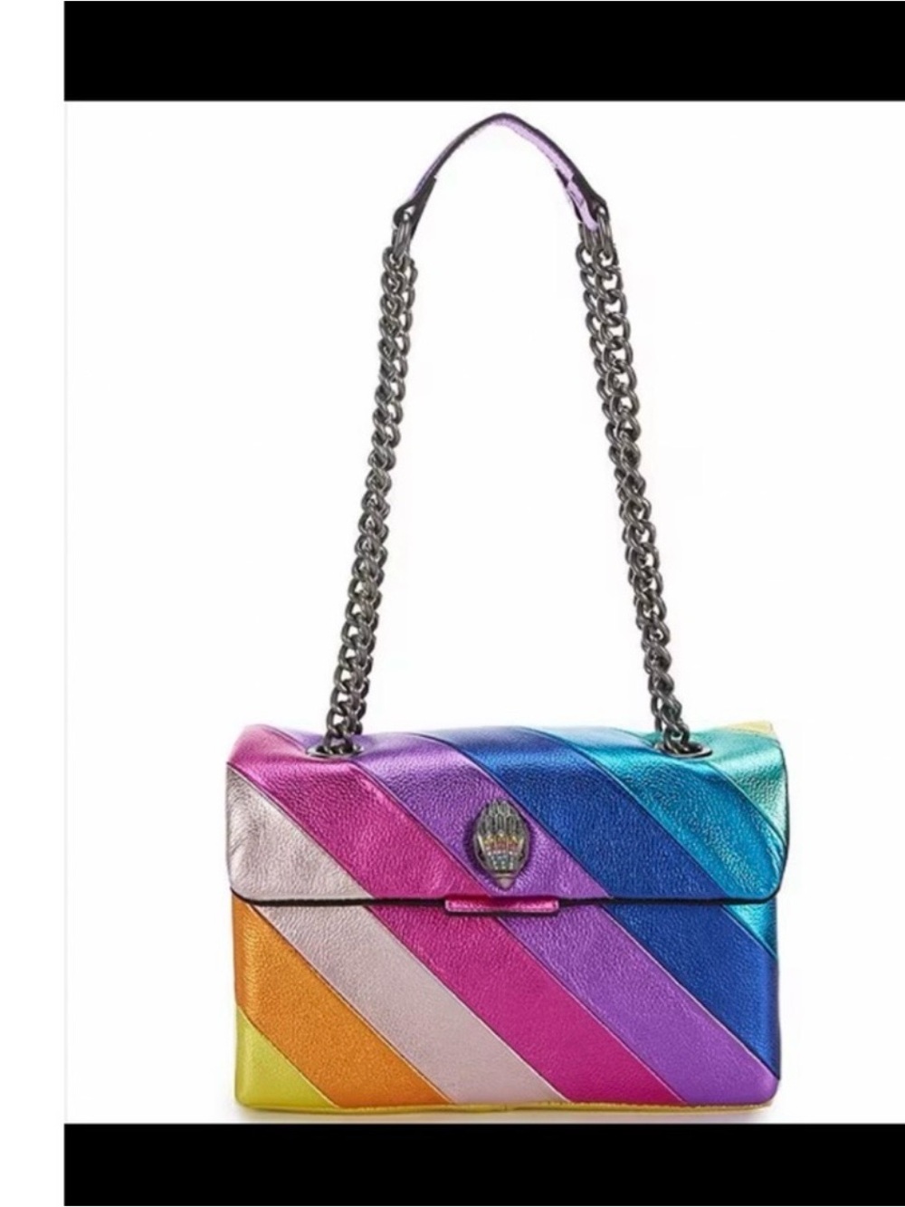 Kurt Geiger Metallic Rainbow Diagonal Stripe Shoulder Bag